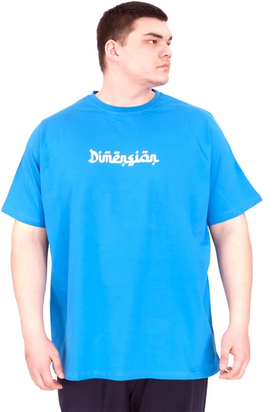 Mode XL Büyük Beden Erkek T-Shirt Bisiklet Yaka DIMENSION U25025 Saks ürün görseli