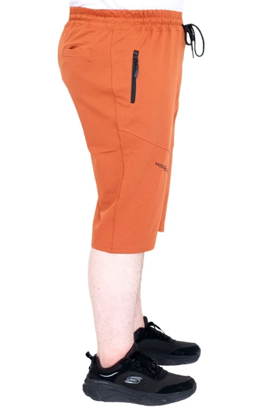 Mode XL Büyük Beden Erkek Şort 2 İplik Parçalı U25504 Tarçın - Resim 3