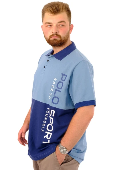 Mode XL Büyük Beden Erkek Polo Yaka T-Shirt POLO SPORT U24323 İndigo - Resim 2