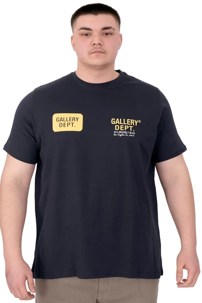 Mode XL Büyük Beden Erkek T-Shirt Bisiklet Yaka Gallery Dept U25003 Lacivert ürün görseli
