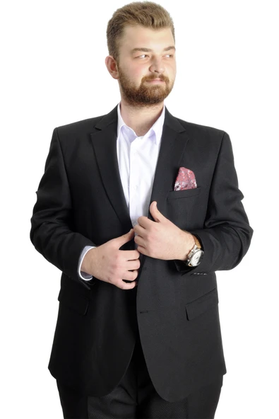 Mode XL Büyük Beden Erkek Takım Elbise Line 23023 Siyah