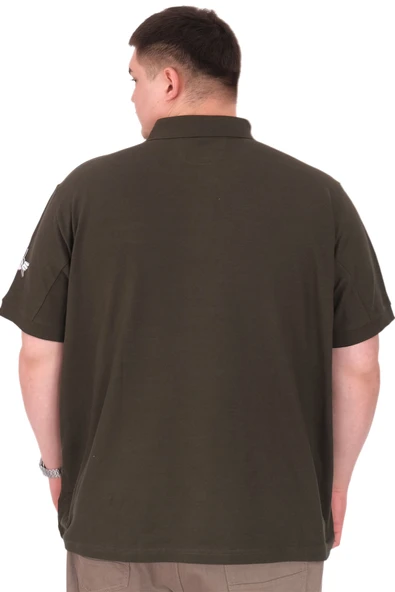 Mode XL Büyük Beden Erkek T-Shirt Pike Polo Yaka U25305 Haki - 3