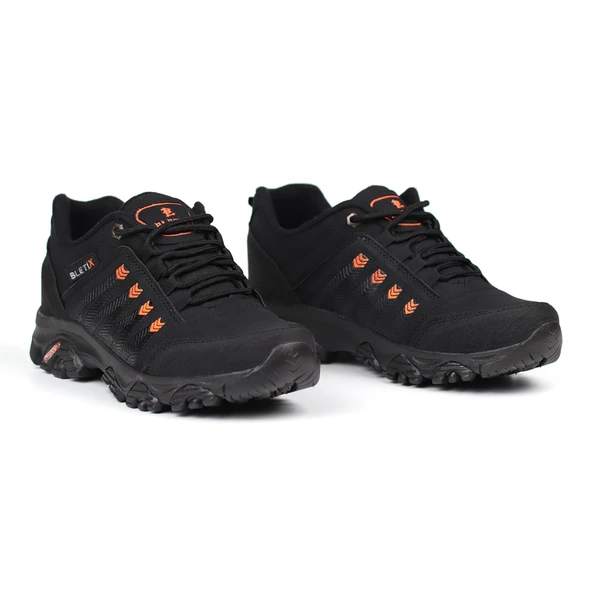 Erkek Siyah Oranj Outdoor Trekking Ayakkabı Kaymaz Taban Suya Dayanıklı Hafif Rahat Günlük Yürüyüş ve Dağ Spor Ayakkabısı ürün görseli 1