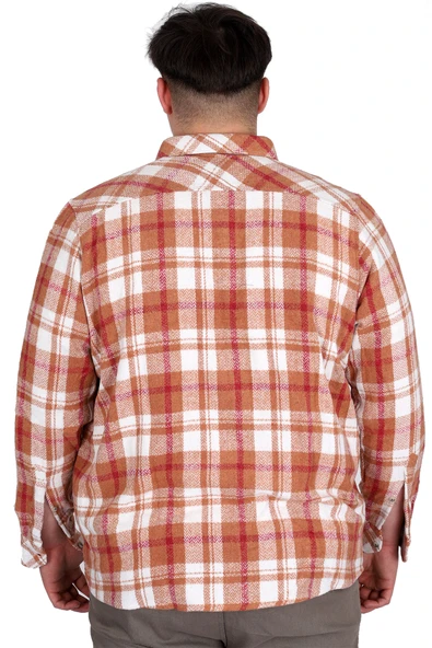 Mode XL Büyük Beden Erkek Gömlek Ekose Oduncu 21394 Kiremit - 4