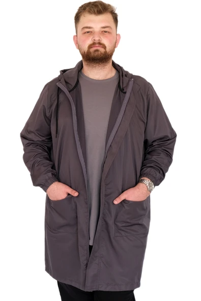 Mode XL Büyük Beden Erkek Yağmurluk Kapşonlu 22700 Antrasit