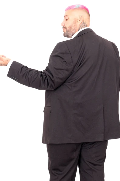 Mode XL Büyük Beden Erkek Takım Elbise Tintin Basic All 24020 Siyah - Resim 12