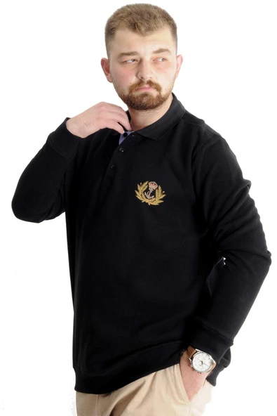 Mode XL Büyük Beden Sweat Selanik Crown Of A King 23447 Siyah - Resim 2