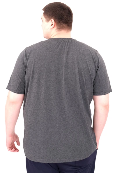 Mode XL Büyük Beden Erkek T-Shirt Bisiklet Yaka OPTIMISTIC U25028 Antrasit - Resim 2
