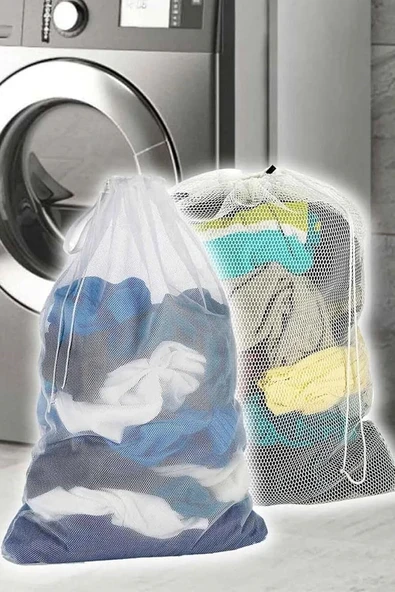 Çamaşır Torbası 80x100 cm Büyük Boy File Hassas Yıkama Filesi Yorgan Perde Nevresim Yıkama Torbası - 6