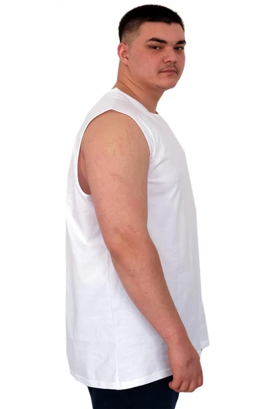 Mode XL Büyük Beden Erkek Atlet Nakışlı U25101 Beyaz - 3