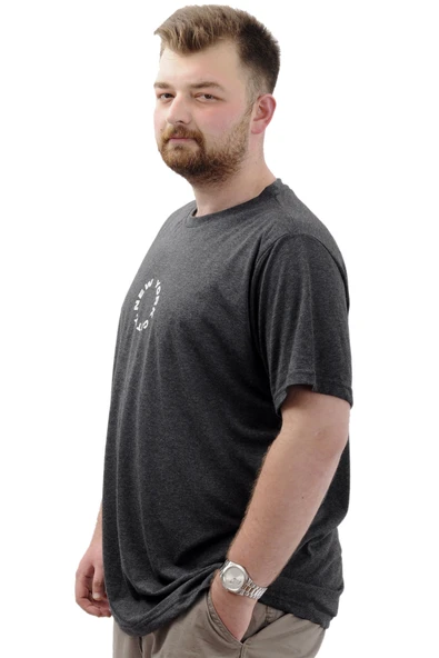 Mode XL Büyük Beden Erkek Baskılı Tişört Bisiklet Yaka Pamuklu NEW YORK U24081 Anrtamelanj - Resim 2