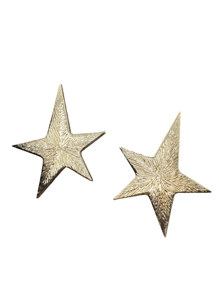 Göz Alıcı Gösterişli Altın Kaplama Yıldız Model Şık Çelik Uçlu VIP Bijuteri Küpe | Zarif ve Işıltılı ürün görseli 1