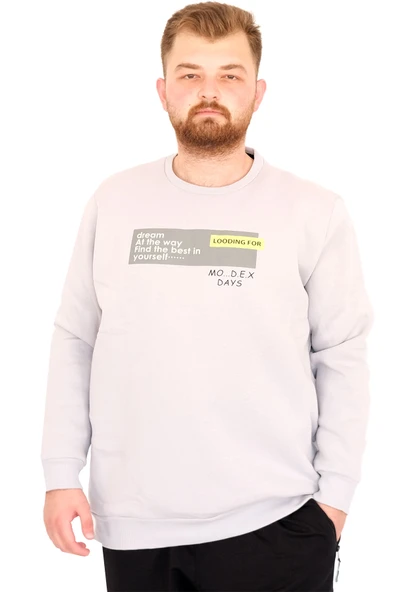 Mode XL Büyük Beden Erkek Bisiklet Yaka Sweatshirt DAYS U25801 A.Gri ürün görseli