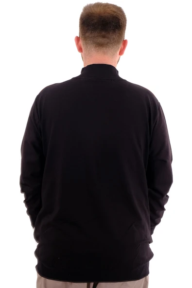 Mode XL Büyük Beden Erkek Eşofman Üstü Dik Yaka Fermuarlı BROOKLYN U24522 Siyah - Resim 4