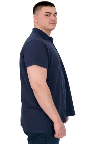 Mode XL Büyük Beden Erkek T-Shirt Polo Sail Boat U25302 Indigo - Resim 2