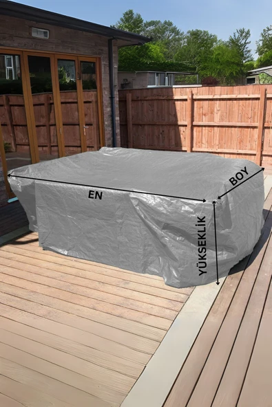 sizenelazım (1.5m x 3m x 1m) Gri Bahçe Mobilya Koruma Örtüsü  Su Geçirmez Branda - Resim 2