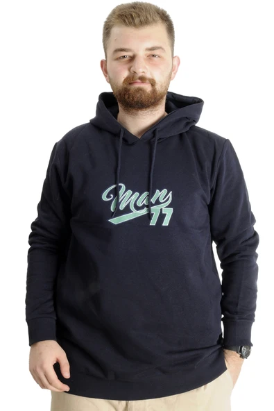 Mode XL Büyük Beden Erkek Sweatshirt Kapüşonlu 23540 Lacivert ürün görseli 1