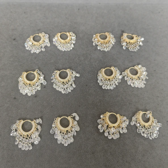 Çok Taşlı Sallantılı Gümüş Küpe | 925 Ayar Şık ve Göz Alıcı Kadın Küpesi - 3