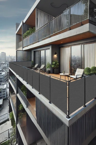 sizenelazım 100cm x 3m  Antrasit  Balkon Bahçe Çit Brandası  Su İtici, UV Koruyucu, Dekoratif Örtü ürün görseli