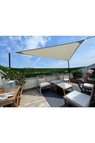 sizenelazım Krem Üçgen Gölgelik Oxford Kumaş 190gr M² 3 X 3 X 4.25 M - Resim 2