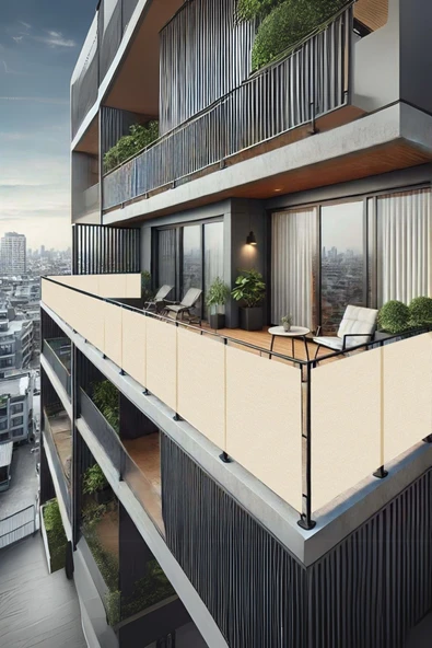 sizenelazım 70cm x 3.5m  Krem  Balkon Bahçe Çit Brandası  Su İtici, UV Koruyucu, Dekoratif Örtü ürün görseli
