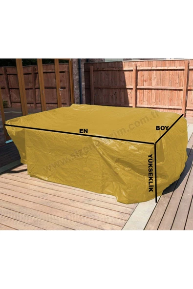 sizenelazım (1m x 2.5m x 1m) Sarı Bahçe Mobilyası Koruma Kılıfı Su Geçirmez - Resim 3