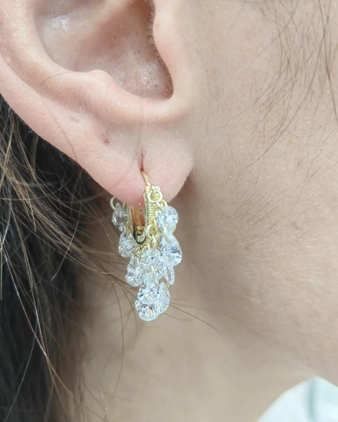 Çok Taşlı Sallantılı Gümüş Küpe | 925 Ayar Şık ve Göz Alıcı Kadın Küpesi - 4