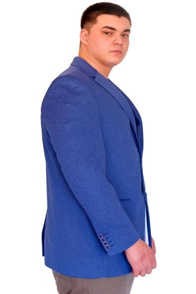 Mode XL Büyük Beden Erkek Klasik Blazer Ceket DIAGO 23027 Mavi - 2