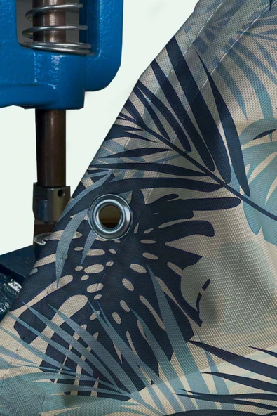 sizenelazım 70cm x 3.5m  Mavi Palmiye Balkon Bahçe Çit Brandası  Su İtici, UV Koruyucu, Dekoratif Örtü - Resim 2