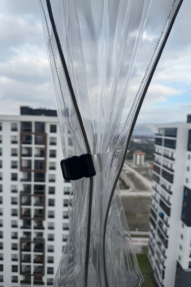 sizenelazım 220cm x 210cm Şeffaf Su Geçirmez Perde (Korniş Kullanımı İçin) - Resim 5