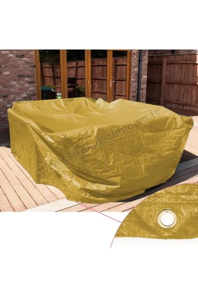 sizenelazım (1m x 2.5m x 1m) Sarı Bahçe Mobilyası Koruma Kılıfı Su Geçirmez - Resim 2