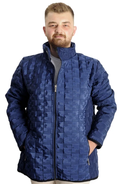 Mode XL Büyük Beden Erkek Mont Kapitone 23623 İndigo