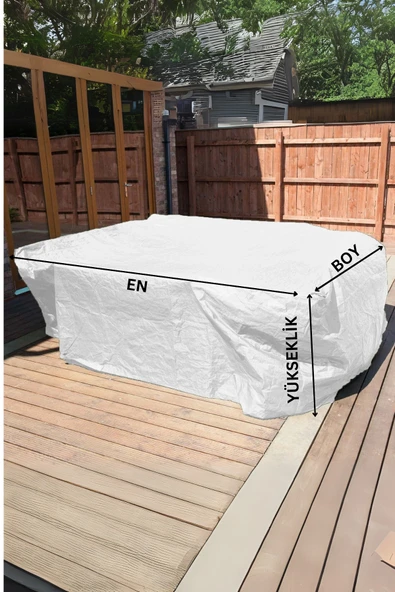 sizenelazım (1m x 2.5m x 1m) Beyaz Bahçe Mobilya Koruma Örtüsü  Su Geçirmez Branda - Resim 2