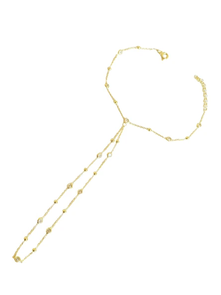 Top Zincir ve Taşlı Gümüş Şahmeran Bileklik – Trend Gümüş Aksesuar - Gold Renk - 4