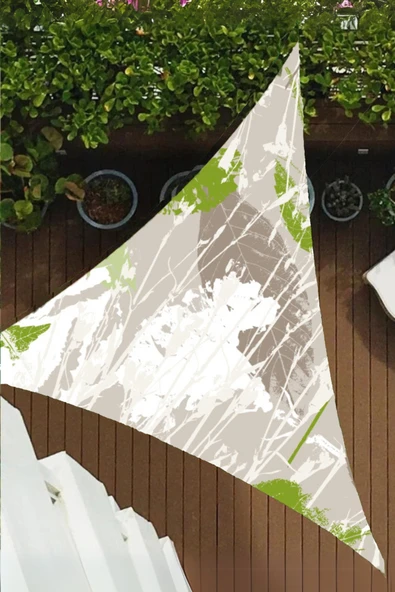 sizenelazım Soluk Eskitme Yaprak Desen Üçgen Oxford Su İtici Kumaş Dekoratif Gölgelik ürün görseli