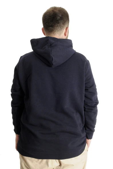 Mode XL Büyük Beden Erkek Sweatshirt Kapüşonlu 23540 Lacivert - Resim 4