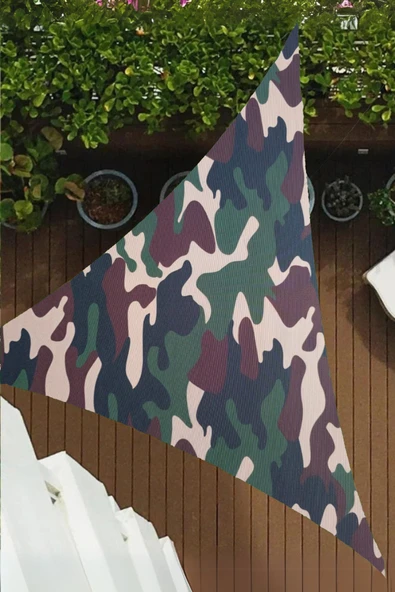 sizenelazım Kamuflaj Desen Üçgen Su İtici Kumaş Dekoratif Gölgelik  Dış Mekan Korunma ürün görseli