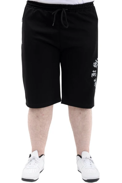 Mode XL Büyük Beden Erkek Kapri Şort Baskılı SIMPLE 24504 Siyah ürün görseli 1