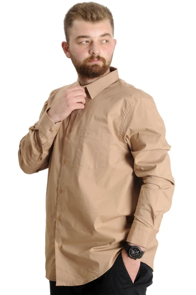 Mode XL Büyük Beden Erkek Ukol Cep Lycra Poplin 20350 Kahverengi - 2