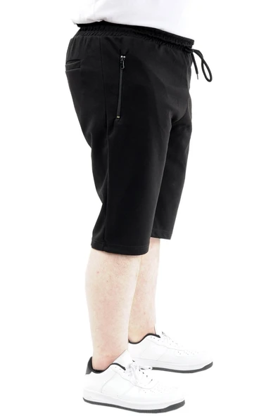 Mode XL Büyük Beden Erkek Kapri Şort Baskılı SIMPLE 24504 Siyah - Resim 3