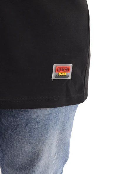 Mode XL Büyük Beden Erkek T-Shirt İnterlok Basic Bisiklet Yaka Tişört STRIVE U24078 Siyah - Resim 5