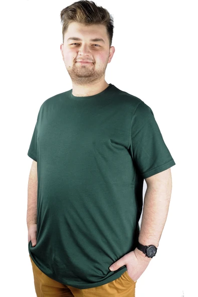 Mode XL Büyük Beden Erkek Tshirt Bisiklet Yaka Basic 20031 Nefti ürün görseli 1
