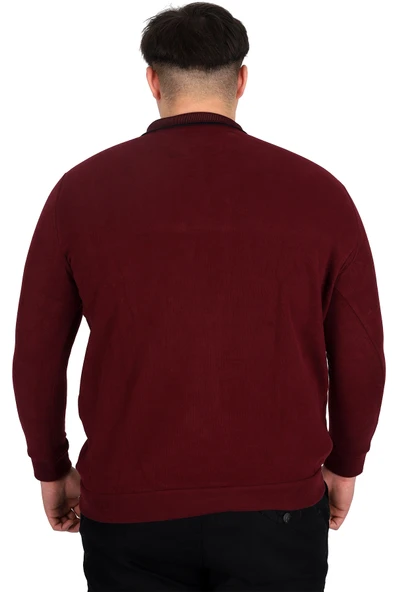Mode XL Büyük Beden Erkek Sweat Polo Selanik Horse 23440 Bordo - 4