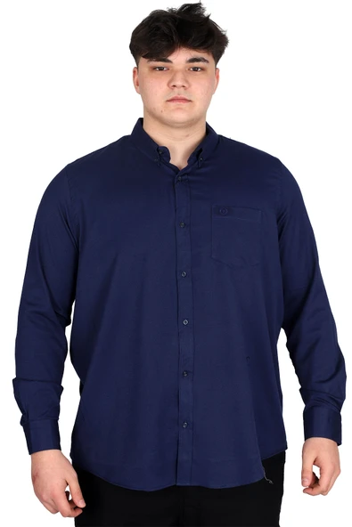 Mode XL Büyük Beden Erkek Uzun Kol Gömlek Cepli OXFORD U20367 Lacivert ürün görseli
