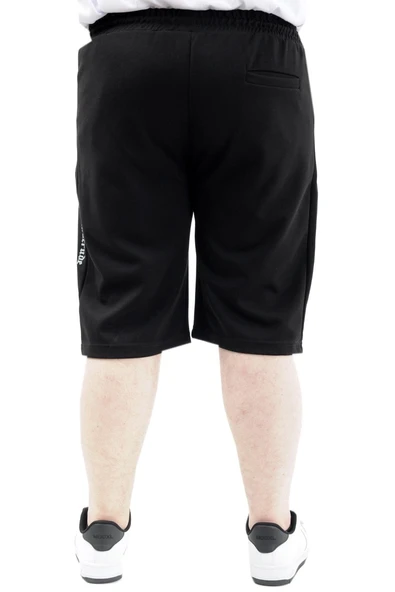 Mode XL Büyük Beden Erkek Kapri Şort Baskılı SIMPLE 24504 Siyah - Resim 4