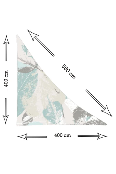 sizenelazım Soluk Yaprak Desen Üçgen Oxford Su İtici Kumaş Dekoratif Gölgelik - Resim 2