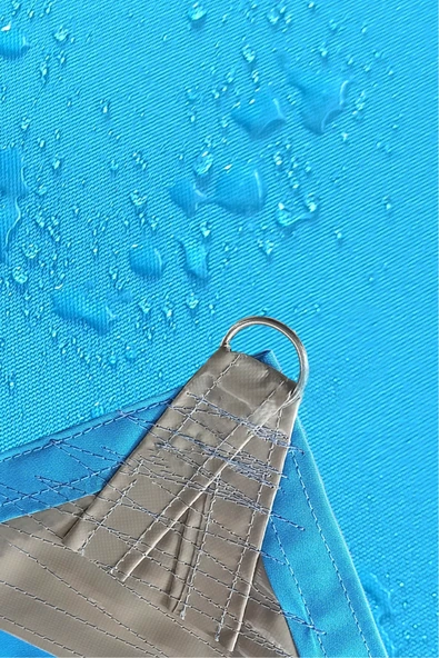 sizenelazım Mavi Renk Üçgen Oxford Su İtici Kumaş Dekoratif Gölgelik - Resim 3