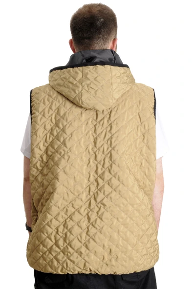 Mode XL Büyük Beden Erkek Yelek Kapüşonlu Kapitone 23710 Sütlü Kahve - Resim 4