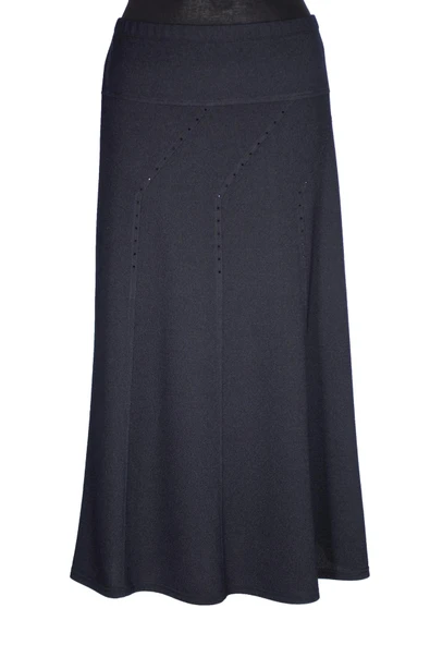 Hesna Kadın Seher Kışlık Büyük Beden Taşlı Astarsız Lastikli Lacivert Etek ürün görseli 1