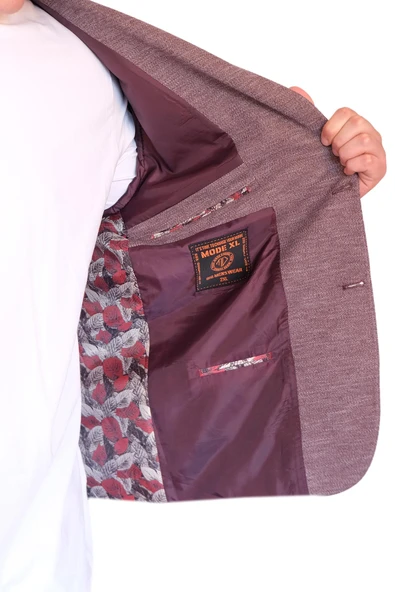 Mode XL Büyük Beden Erkek Klasik Blazer Ceket BRITANYA 23028 BORDO - 4